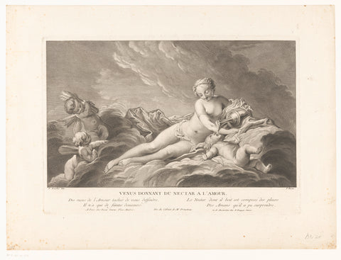 Amor door Venus met nectar gevoed, Pierre François Basan, 1739-1797 Canvas Print