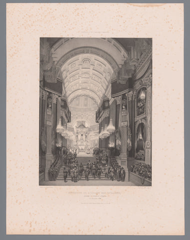 Interior of the Cathédrale de Saint-Louis-des-Invalides during Napoleon's funeral service, Fortuné Férogio, 1841 Canvas Print