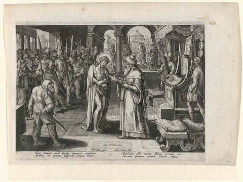 Pilate interrogates Christ one last time, Adriaen Collaert, 1585 - 1586 Canvas Print