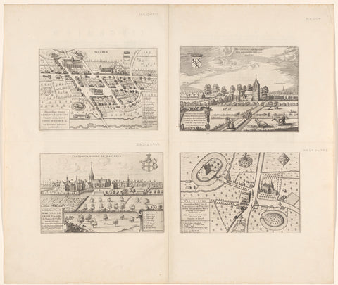 View of Heule and Dadizele and a map of Izegem and Westouter, anonymous, 1652 Canvas Print