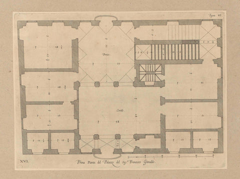 Plan of the ground floor of the Palazzo Spinola di Pellicceria in Genoa, Nicolaes Ryckmans, 1622 Canvas Print