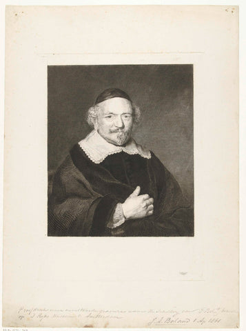 Portrait of a man, probably Augustijn Wtenbogaert (1577-1655), Johannes Arnoldus Boland, 1861 Canvas Print