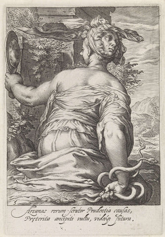 Prudence (Prudentia), Jacob Matham, 1597 Canvas Print