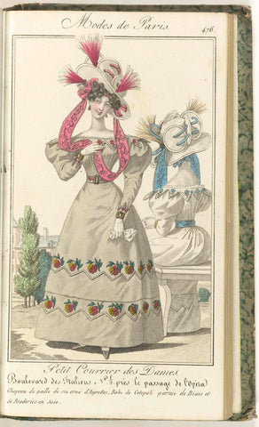 Petit Courrier des Dames, 10 June 1827, No. 476 : Chapeau de paille de riz..., anonymous, 1827 Canvas Print