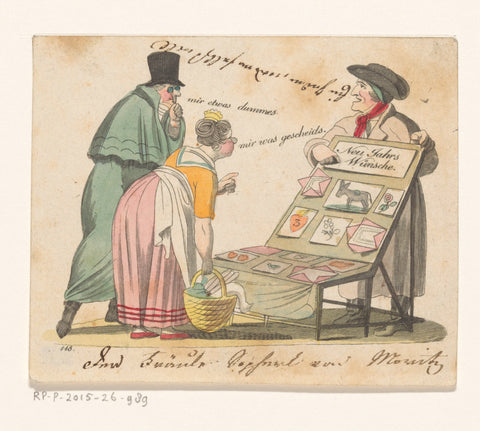 Seller of New Year's cards, anonymous, 1800 - 1899 Canvas Print