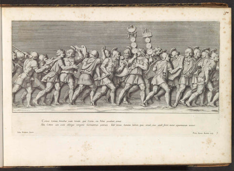 Part of a triumph procession with soldiers crossing a river, Pietro Sante Bartoli, 1680 Canvas Print