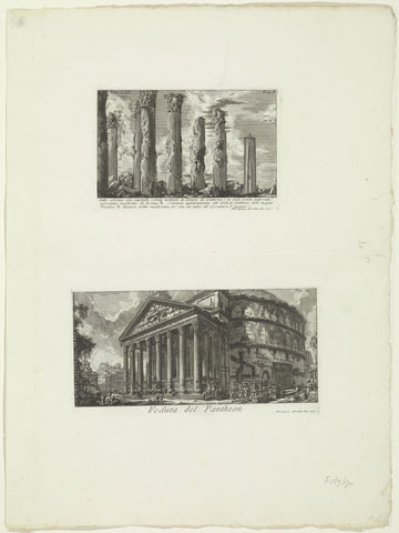 Columns of the Temple of Juturna and the Pantheon in Rome, Giovanni Battista Piranesi, c. 1756 - c. 1757 Canvas Print