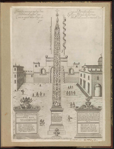 Flaminian obelisk in Piazza del Popolo in Rome, anonymous, 1589 Canvas Print