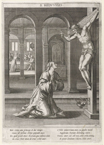 Christus zegent de Heilige Hedwig van Silezië, Raphaël Sadeler (I), 1615 Canvas Print