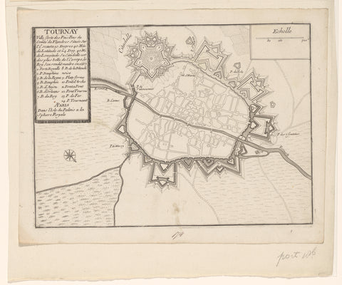 Fortress map of Tournai, anonymous, 1685 - c. 1728 Canvas Print