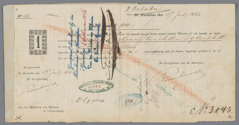 Bill of exchange for A. de Graaff Campbell and D.Y. Campbell, slaveholders on St Eustatius, anonymous, 1863 Canvas Print