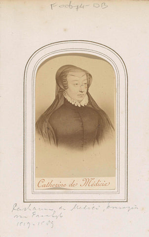 Photo reproduction of (presumably) a print of Catherine de' Medici, Queen of France, Étienne Neurdein, c. 1863 - c. 1880 Canvas Print