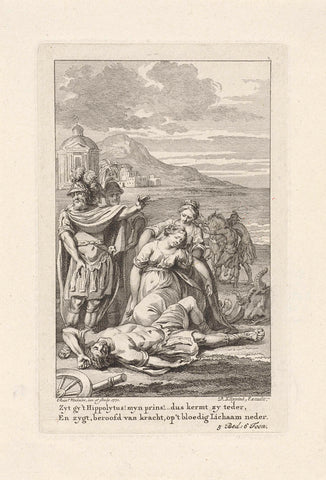 Illustration for: Jean Baptiste Racine, 'Fedra', 1770, Reinier Vinkeles (I), 1771 Canvas Print