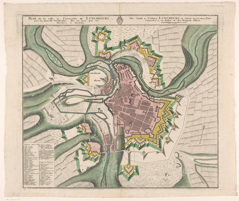 Fortification map of Luxembourg, anonymous, after c. 1732 Canvas Print