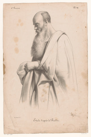 Study of a saint with cloak and long beard, Bernard Romain Julien, 1836 - 1843 Canvas Print