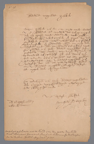 Letter from M.A. de Ruyter 18 April 1667, Michiel Adriaansz. de Ruyter, 1667 Canvas Print