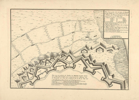 Map of part of the defences of Bergen op Zoom, 1747, anonymous, 1747 Canvas Print