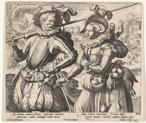 Het cholerisch temperament, Pieter de Jode (I), 1590 - 1632 Canvas Print