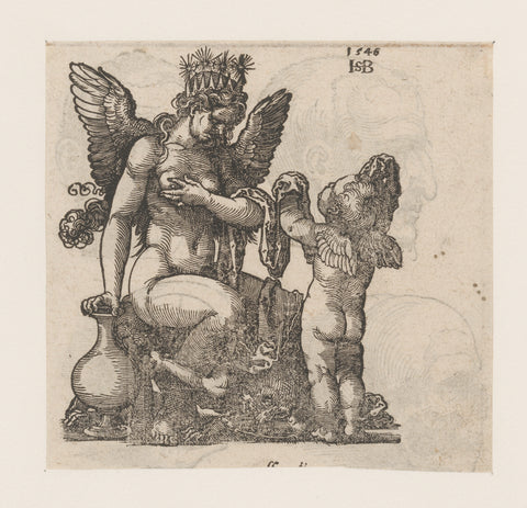 Allegorical performance, anonymous, Hans Sebald Beham, 1546 Canvas Print