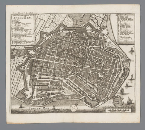 Map of Enkhuizen, anonymous, 1743 Canvas Print