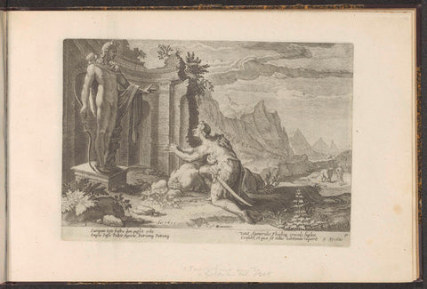 Cadmus asks the oracle of Delphi what to do now that he has not been able to find his sister Europe, Hendrick Goltzius (workshop or), 1728 Canvas Print