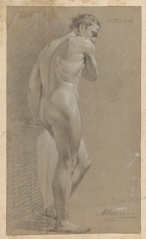 Standing male nude, seen on the back (1st prize 1770), Marten Houtman, 1770 Canvas Print