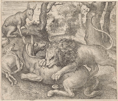 Fable of the Lion and the Fox, Aegidius Sadeler, 1608 Canvas Print