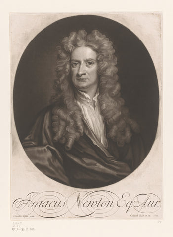 Portrait of Isaac Newton, John Smith (printmaker/ publisher), 1712 Canvas Print