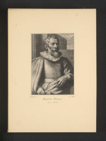 Reproduction of an engraving of a portrait of Marten Pepijn by Schelte Adamsz. Bolswert, Joseph Maes, c. 1872 - in or before 1877 Canvas Print