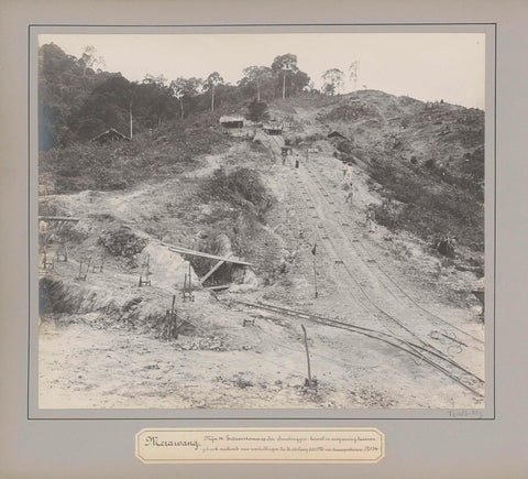 Slope with railway tracks on a tin enterprise in Merawang, anonymous, c. 1900 - c. 1920 Canvas Print