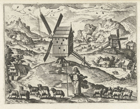 Landscape with Christ as Good Shepherd, Joannes van Doetechum (I) (attributed to), in or after 1570 - c. 1580 Canvas Print