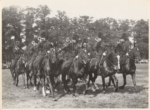 Group portrait of music corps on horseback, anonymous, 1937 Canvas Print