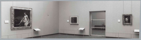 Room with three paintings, on the right a door behind which a man sits, c. 1991 - c. 1992 Canvas Print