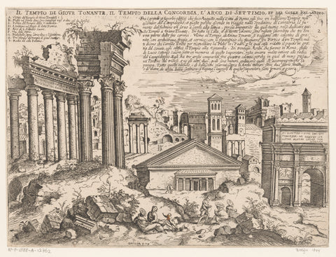 View of the Roman Forum in Rome, from the Capitol, Giovanni Battista Pittoni (I), 1561 Canvas Print