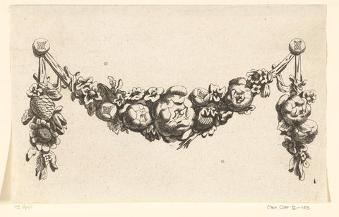 Festoon with a peony in the middle, Francoys Dancx, c. 1654 - before 1677 Canvas Print