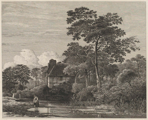 Landscape with brook, Abraham Lion Zeelander, c. 1830 Canvas Print