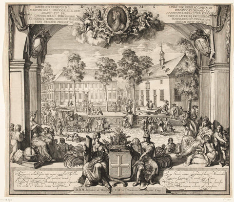 Seminar and gymnasium in Lingen in Hanover founded by Willem III, c. 1697, Romeyn de Hooghe, 1697 - 1699 Canvas Print