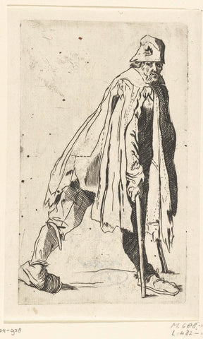 Beggar with crutches, seen on the right, Jacques Callot, 1622 - 1670 Canvas Print