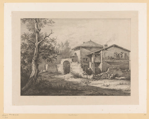 Landscape with masons at a house, Jean Jacques de Boissieu, 1804 Canvas Print