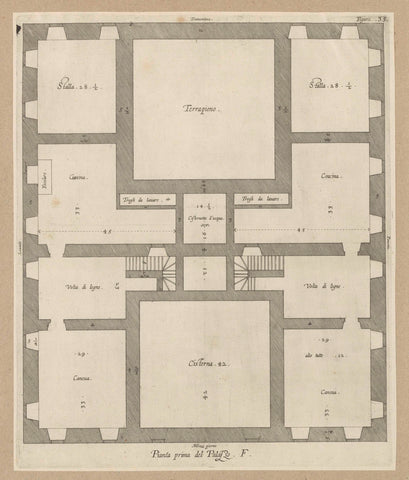 Map of the basement of the Palazzo Spinola in Genoa, Nicolaes Ryckmans, 1622 Canvas Print