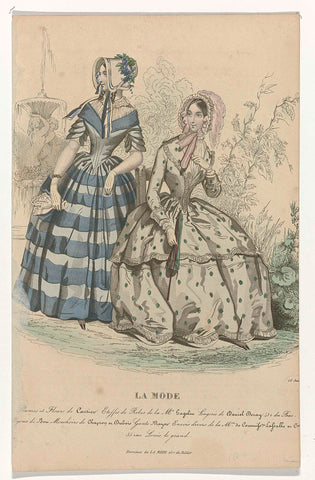 La Mode, 25 June 1844 : Plumes et Fleurs (...), anonymous, 1844 Canvas Print