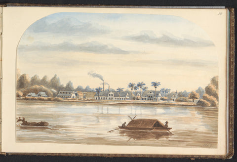 View of sugar plantation Zorg en Hoop from the Suriname river, Jacob Marius Adriaan Martini van Geffen, 1859 Canvas Print