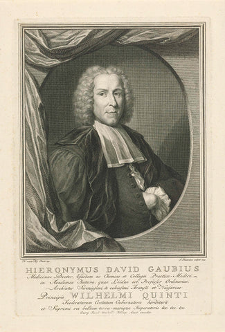 Portrait of Hieronymus David Gaubius, Jacob Houbraken, 1759 - 1764 Canvas Print