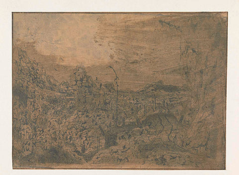 Rocky Landscape with a Man Walking to the Right, First Version, Hercules Segers, c. 1625 - c. 1630 Canvas Print