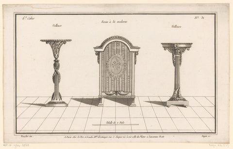 Fireplace screen and two side tables, Nicolas Dupin, 1772 - 1779 Canvas Print