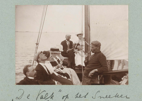 Passengers on a sailing ship during a trip on the Sneeker meer., Frits Freerks Fontein Fz. (attributed to), c. 1903 Canvas Print