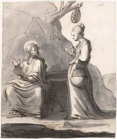 Christ and the Samaritan Woman at the Well, Moses ter Borch, 1661 - 1662 Canvas Print