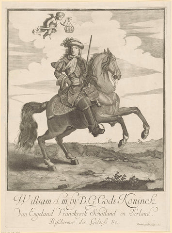 Equestrian portrait of William III, Prince of Orange, anonymous, 1688 - 1691 Canvas Print