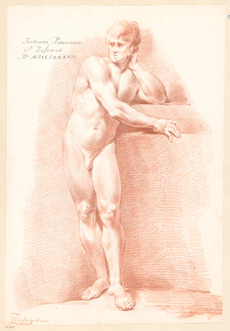 Standing male nude, seen from the front (3rd prize 1787), Johannes Ziesenis, 1787 Canvas Print