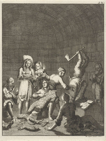 Figures find a mummy in a pyramid, Jan Luyken, 1681 Canvas Print